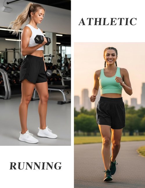 KPSUN Women's Athletic Running Shorts - 5" High Waisted Gym Shorts with Zipper Pockets | Lightweight & Quick Dry