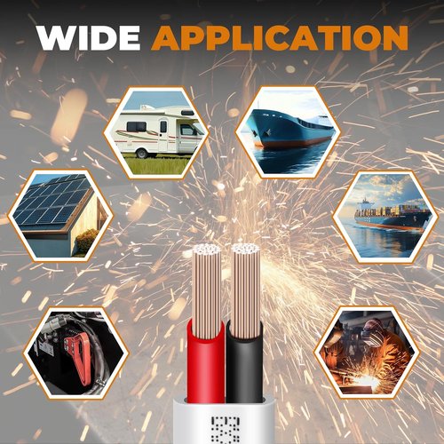 Duplex Marine Wire - Tinned Copper Electrical Cable | Waterproof OFC Red & Black for Boat, RV, Solar