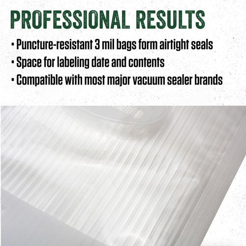 LEM Products Quart Zipper Top Vacuum Sealer Bags, 8 x 12 Inches, Compatible with Most Major Vacuum Sealer Brands, 18 Count