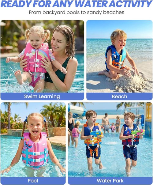 Gogokids Toddler Swim Vest | Buoyant Floaties for Kids 2-9 Years | Safe Swimming Aid for Pool & Beach