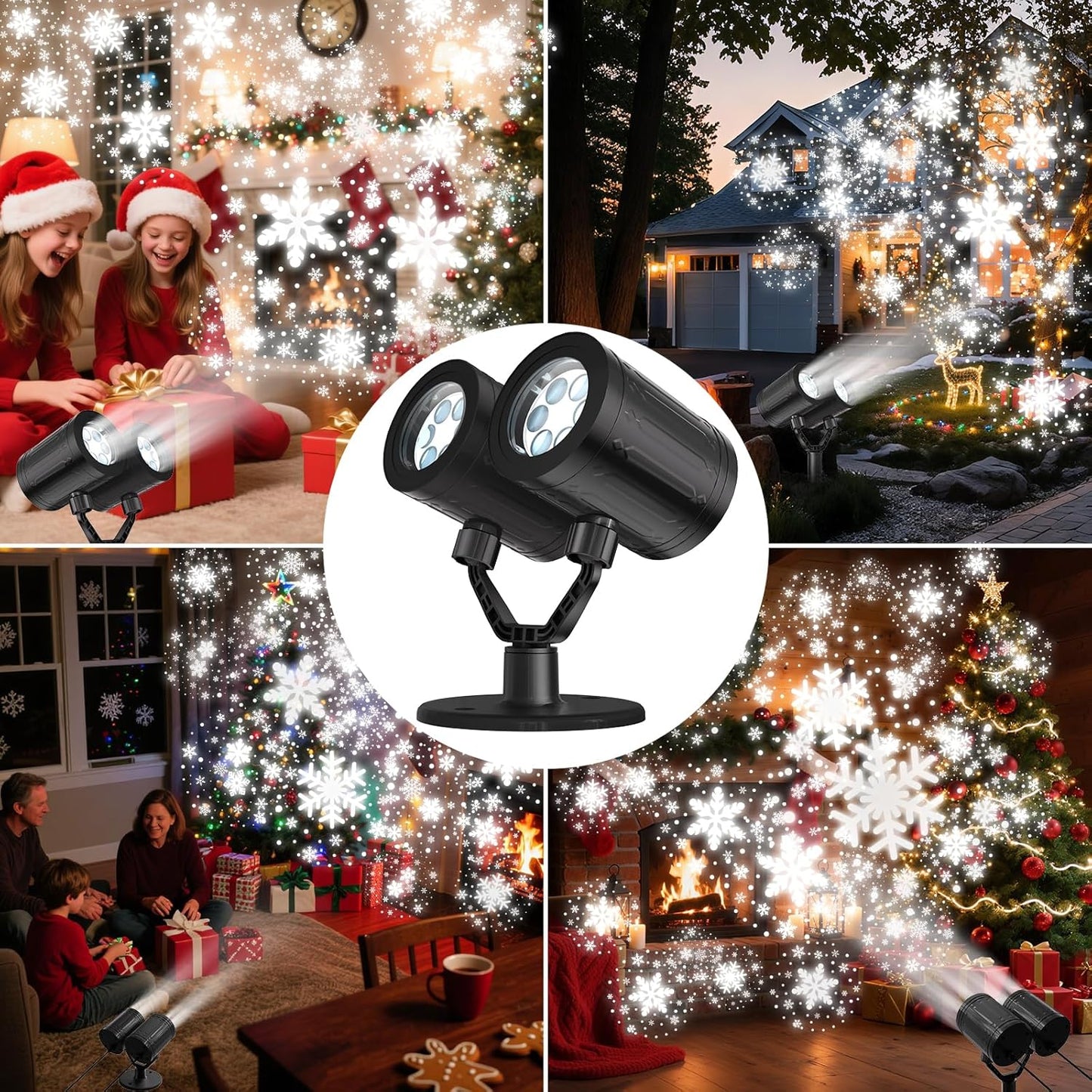 Upgraded Snowflake Christmas Projector Lights - Triple Head LED Outdoor Decor with Timer