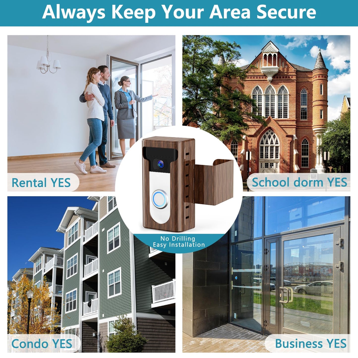 KIMILAR 2024 Upgrade Anti-Theft Video Doorbell Mount, Not Block Doorbell Motion Sensor, Adjustable No-Drill Mounting Bracket Wedge Holder Accessories for Home Rentals Office Room