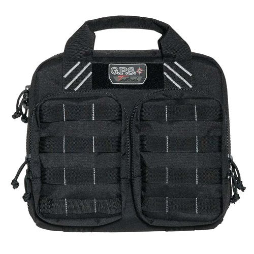 G.P.S. Tactical Double + 2 Pistol Cases Range Bag, Black, 2 Large-Frame Handguns Capacity, Durable Secure Handguns, Ammo & Shooting Accessories Storage