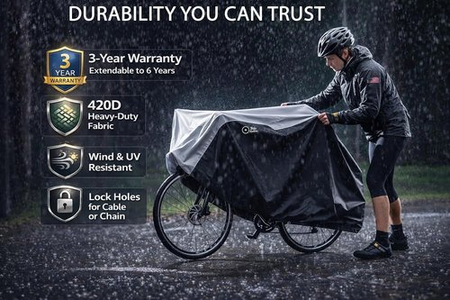 Bike Cover - Skiennix Waterproof Outdoor Protection | Heavy Duty 420D Ripstop | Fits Bikes Up to 29 in