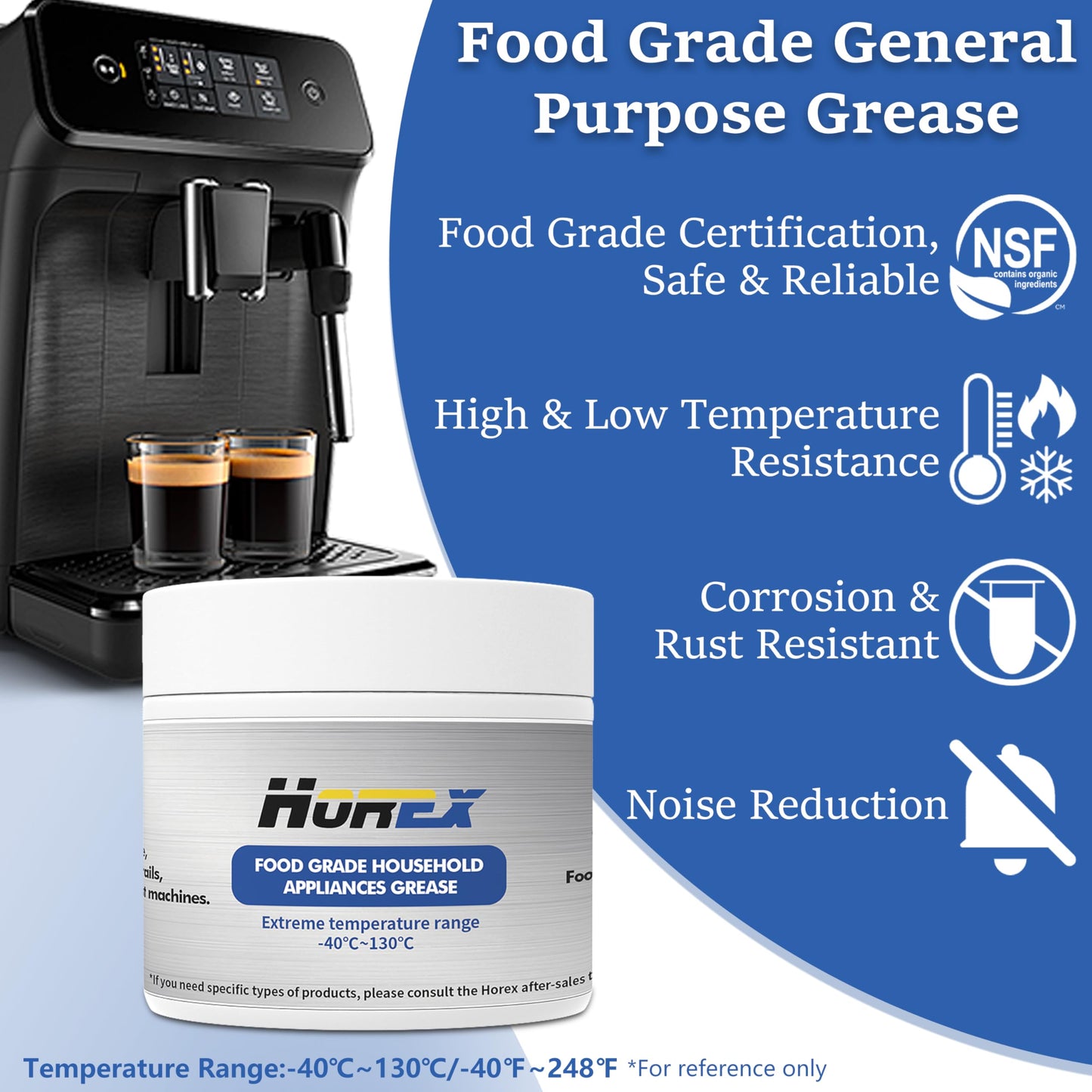 Horex Espresso Machine Grease Food Grade 50g Lubricant Coffee Cream Milk Machine Parts Lithium Gear Maintenance Lubrication Accessories for Barista Cafe All Coffee Machines 1.76oz