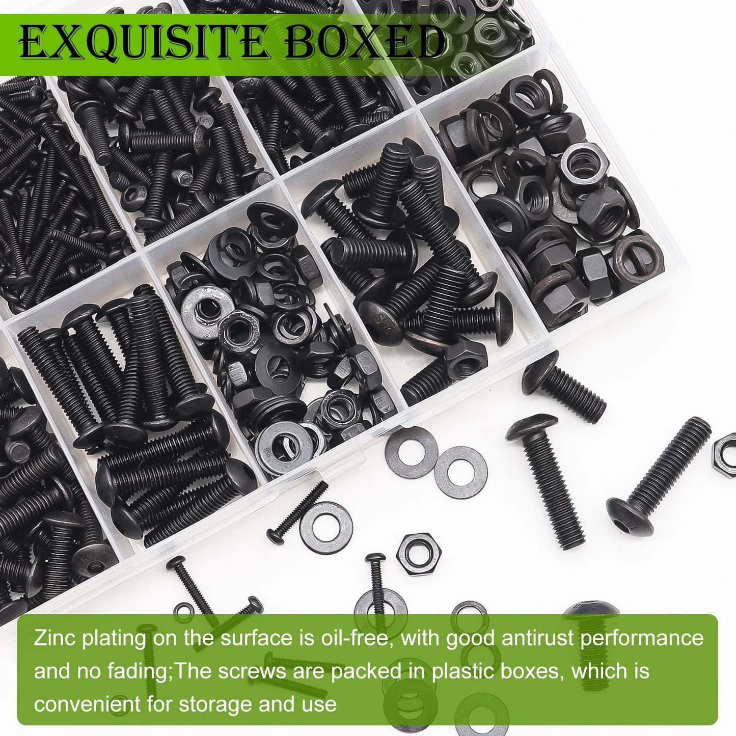 mxuteuk 888PCS Metric Screw Assortment Kit,M2 M3 M4 M5 Machine Screws,10.9 Grade Alloy Steel Metric Hex Button Head Cap Screws Nuts and Flat Washers Assortment Kit for 3D Printing