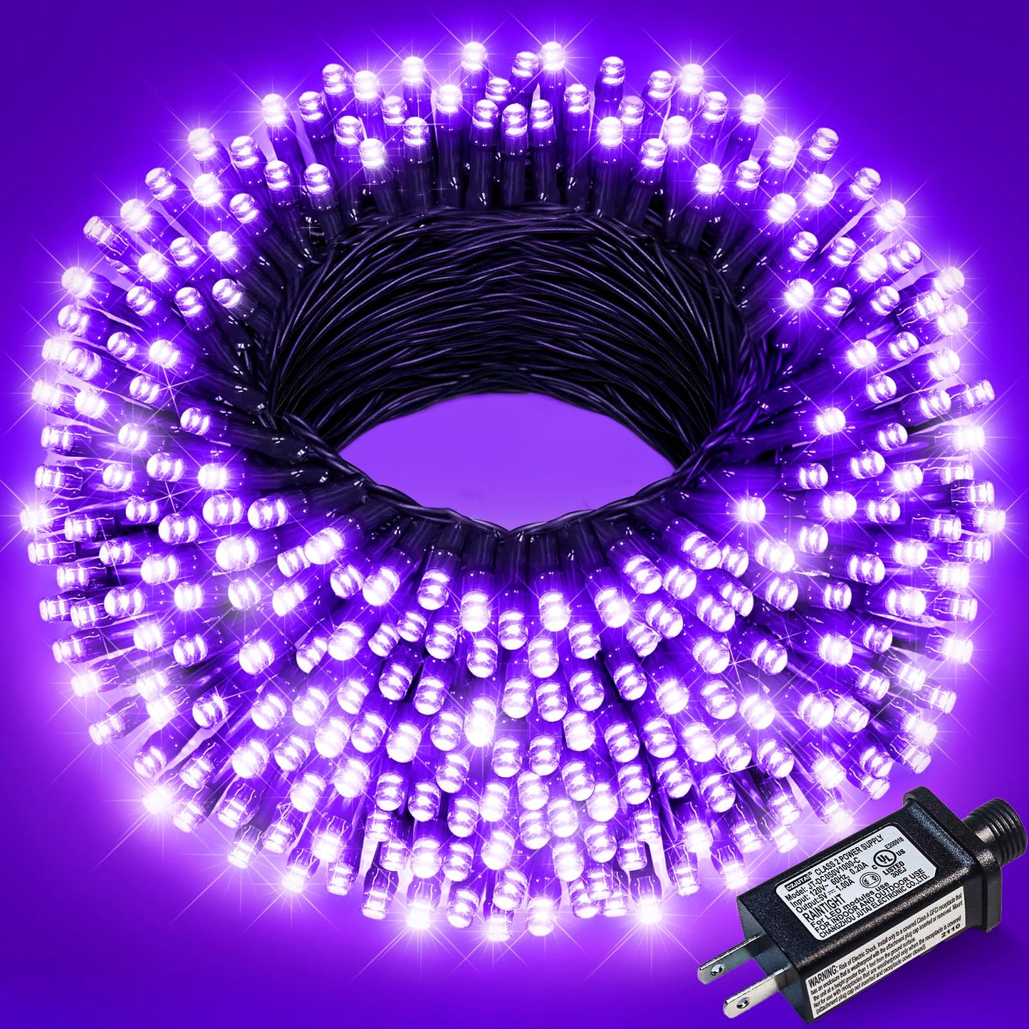 Nielfoi Purple Halloween Lights, 66FT 200 LED Halloween Lights Outdoor with 8 Modes Waterproof, Connectable String Light Indoor Green Wire for Tree Garden Patio Party Holiday Decorations
