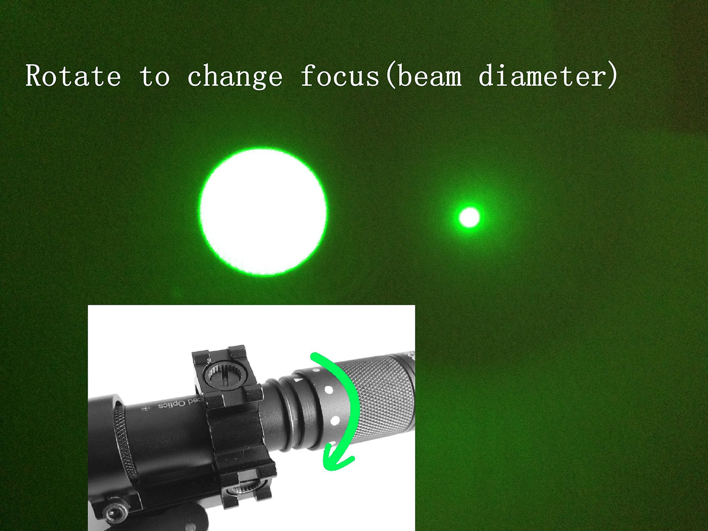 Ade Advanced Optics Class IIIA Green Laser Illuminator/Hunting Flashlight with Quick Release Mount
