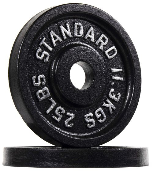 Fitvids Cast Iron Plate Weight Plate for Strength Training and Weightlifting, 2-Inch Center (Olympic), 25LB (Set of 2)