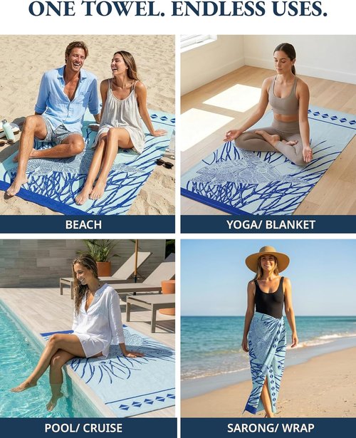 LANE LINEN Oversized Beach Towels - Quick Dry Lightweight Pool Towels, 39"x71", Coral - 6 Pack