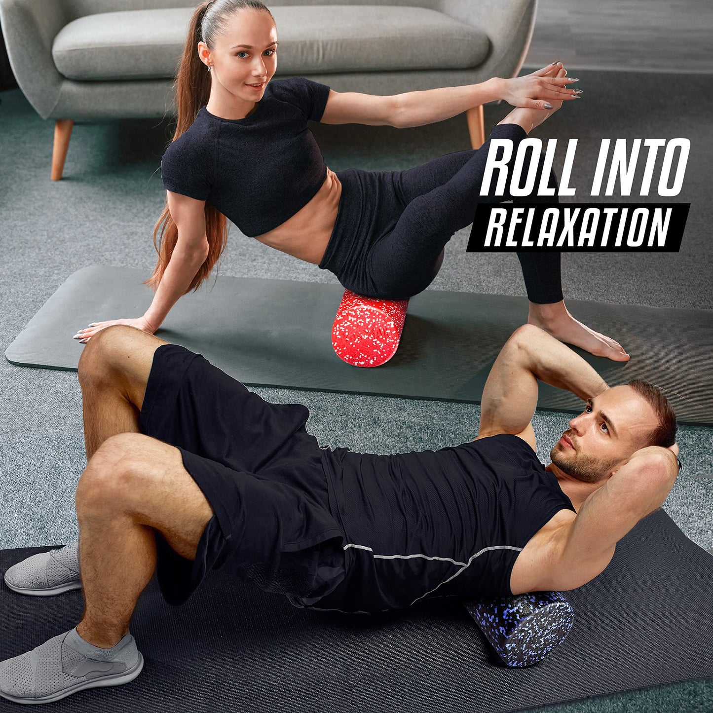 Yes4All High-Density Foam Roller for Back Pain Relief, Yoga, Exercise, Physical Therapy, Muscle Deep Tissue Massage 12-18-24-36- Red Snow - 12 Inches