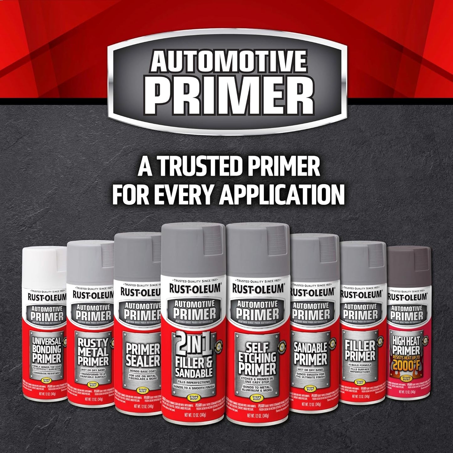 Rust-Oleum 2-in-1 Filler & Sandable Primer Spray - Gray, 12 oz (Pack of 6)