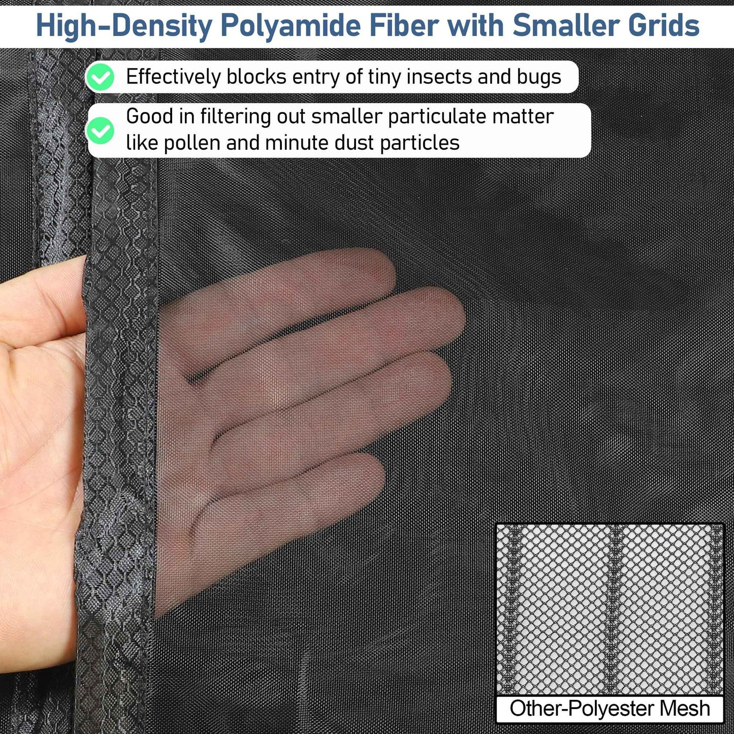 Magnetic Screen Door High Density Mesh,Reversible Left Right Side Opening Wide Retractable French Door Screen Mesh,Reinforced Sliding Screen Doors, Heavy Duty Door Screen for Double Door