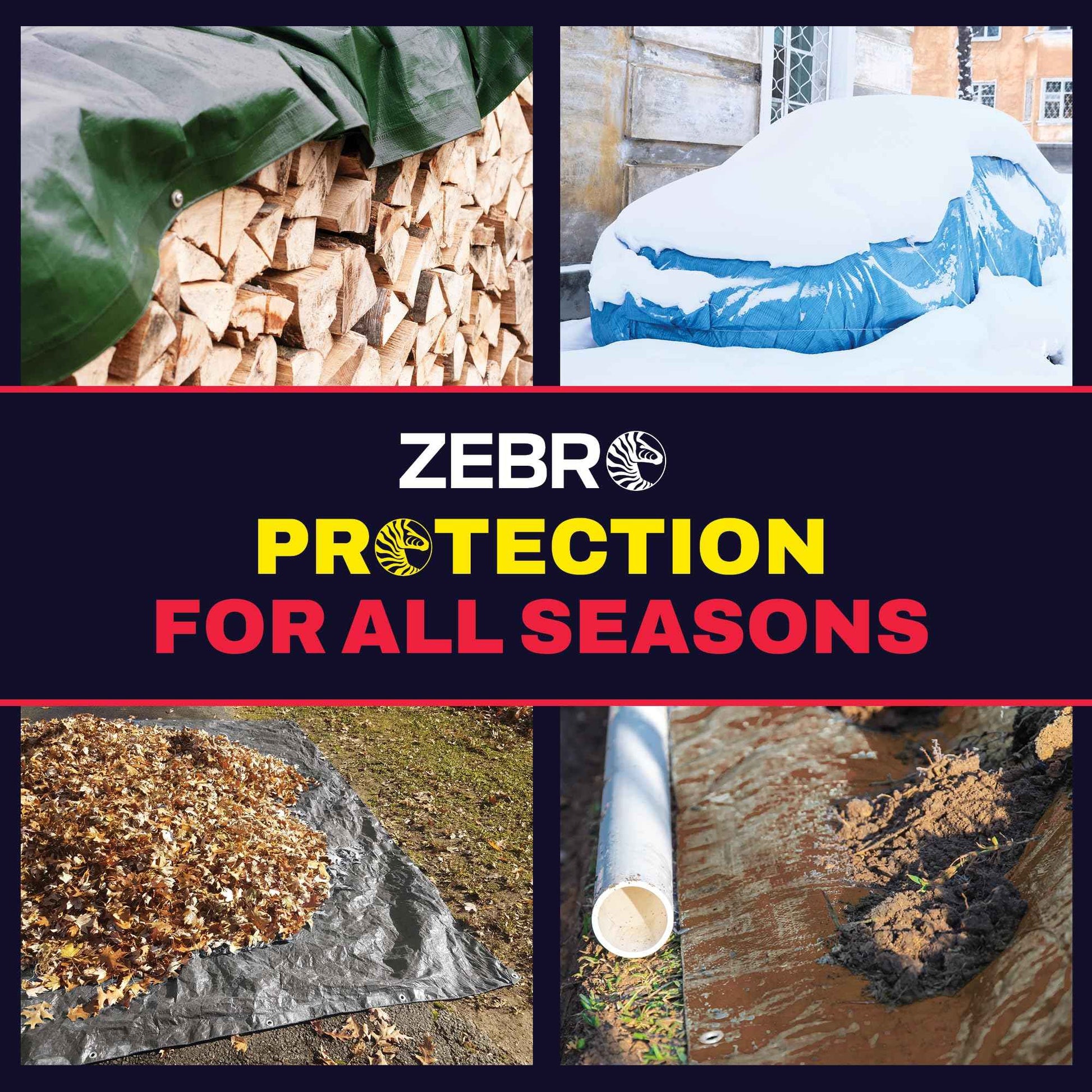 10' x 12' Blue Tarp with Grommets Reinforced - 5 Mil Thick - Durable UV Resistant Plastic Tarps Waterproof - Large Tarpaulin Cover for Outdoor Camping Over/Under Tent Tarp RV Roof Rain - Zebro