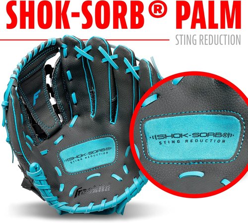 Franklin Sports Youth Teeball Gloves - Shok Sorb Baseball Mitt for Boys & Girls - 10.5 Inch Size