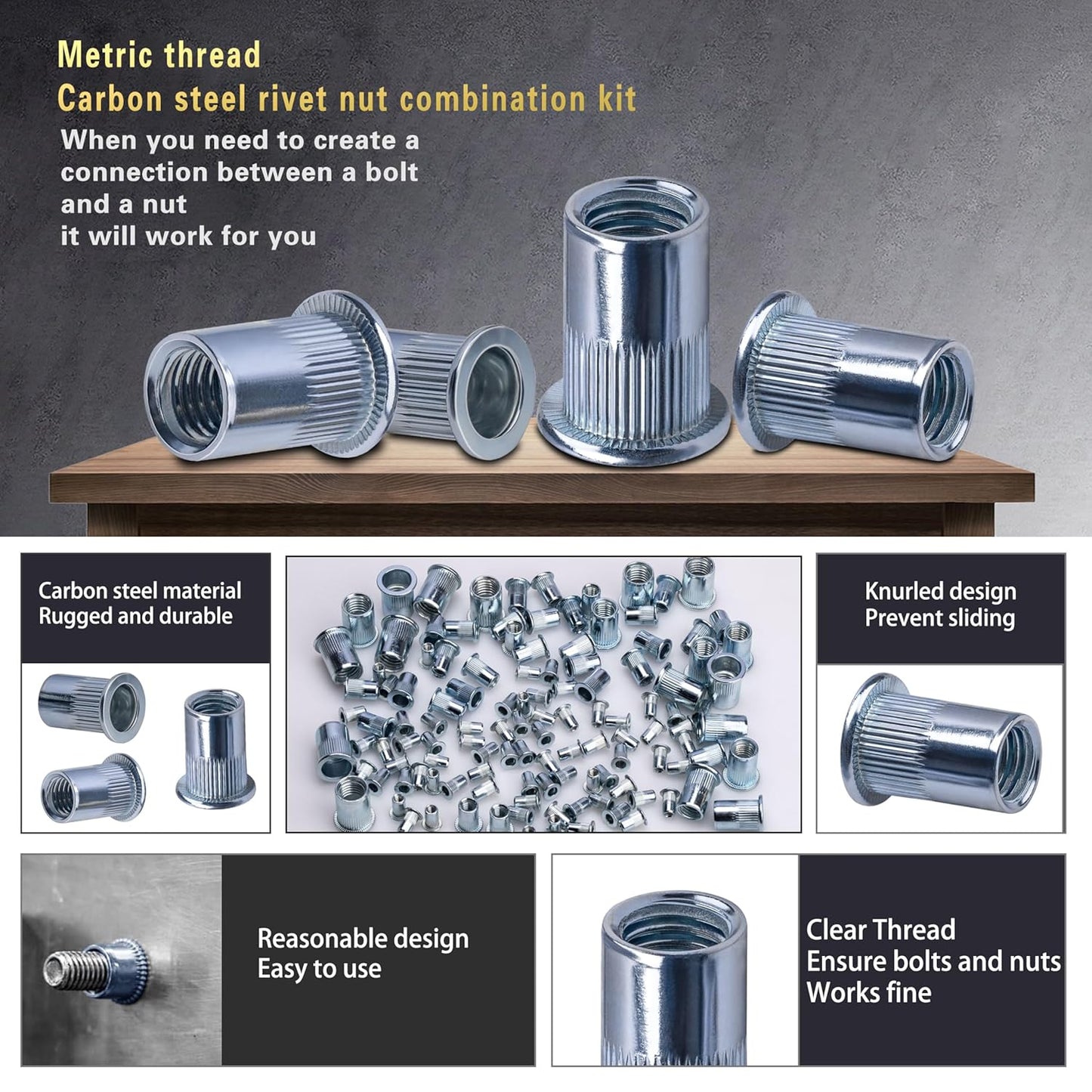 430-Piece Metric Rivet Nut Tool Kit - M8/M6/M5/M4/M3 for Automotive, Furniture & Industrial Use