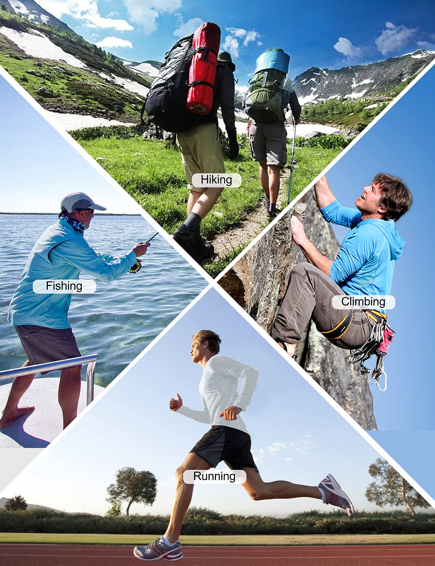 Roadbox Men's Sun Protection Long Sleeve Hoodie, UPF 50+ UV Outdoor Hiking Fishing Shirts, Workout Running Swimming Beach Shirt