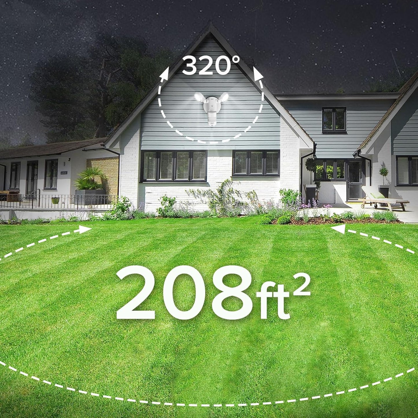 25W Motion Sensor Outdoor Flood Light - 3000LM Dusk to Dawn Security Light, 4 Modes, 320° Wide Angle for Garage & Patio