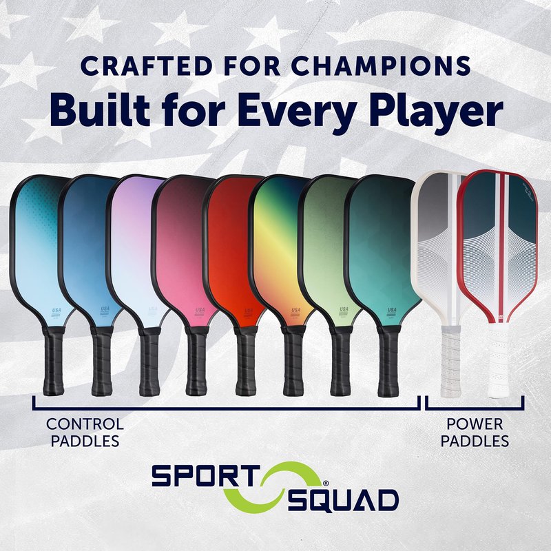 Sport Squad 2-Player Pickleball Paddle Set - 2 Fiberglass/Graphite Paddles & 2 Long-Lasting Outdoor Balls - Designed to Maximize Power Skill Levels - USAP Approved - Kids + Adults