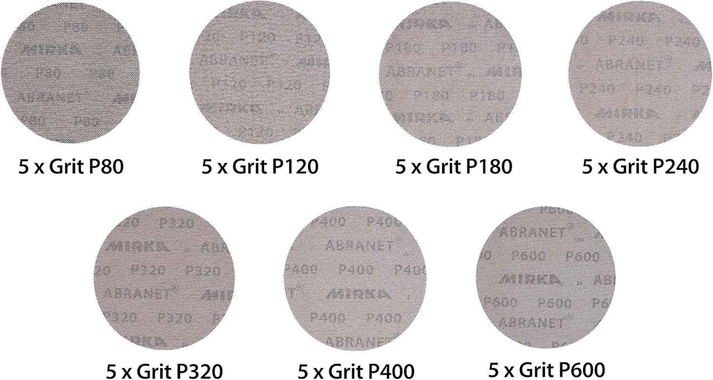 Mirka Abranet 6-Inch Sanding Discs - Grit 320, Hook and Loop, Dust-Free, 50 Pack