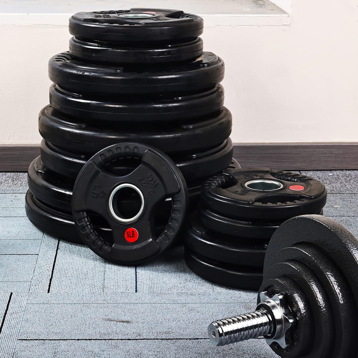 Signature Fitness Olympic Weight Plates - 2-Inch Cast Iron for Strength Training | 35LB Pair