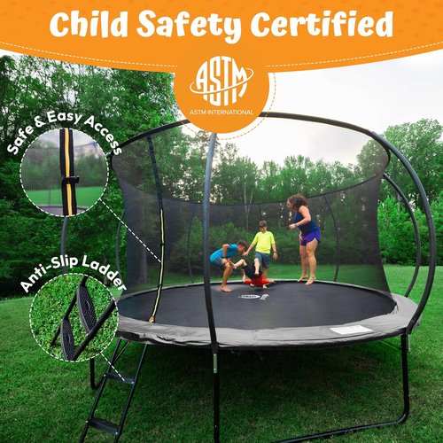 JUMPZYLLA Trampoline - Outdoor Recreational Trampoline with Enclosure & Ladder | 8FT-16FT, ASTM Approved