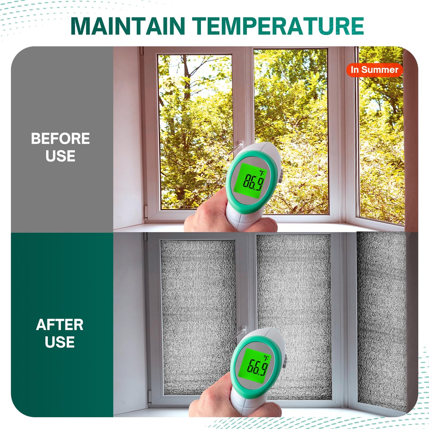 HADOR Window Insulation for Winter, Reflective Insulation Roll 16 in X 10 Feet, Double-Sided Aluminum Foam Core Radiant Barrier Kit for RV and Skylight Windows, 1 Roll