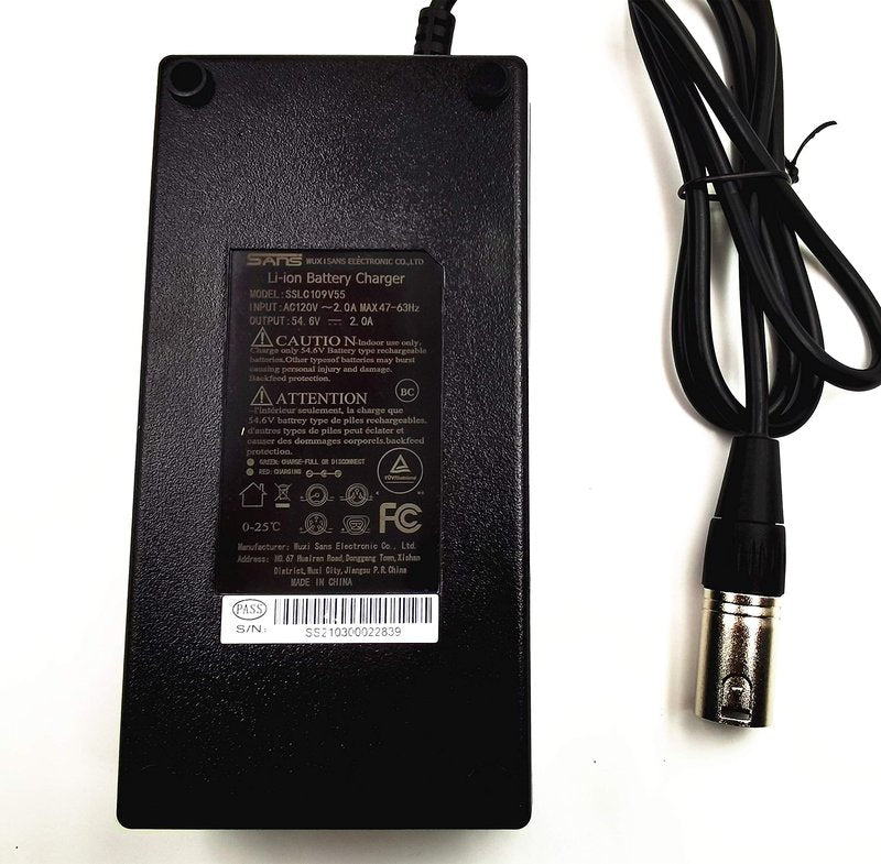 SANS 54V Smart Charger Microphone Connector XLR Head for 48V Li-ion Battery E-Bike Electric Bicycle E-Scooter Battery