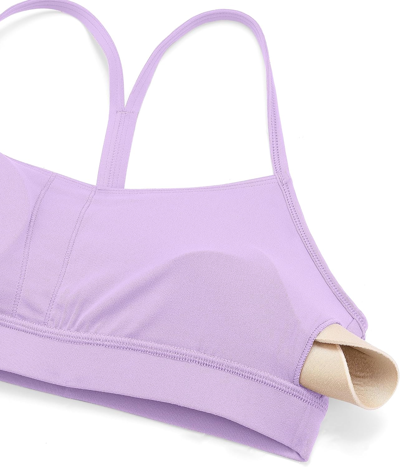 CRZ YOGA Butterluxe Y-Back Sports Bra for Women - Padded Low Impact Workout Top in Spaghetti Strap Style