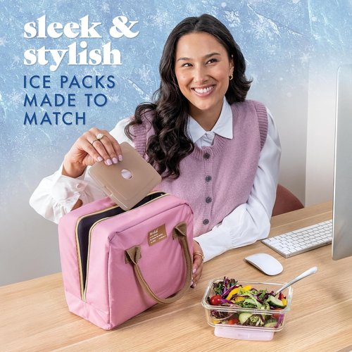 Fit & Fresh Slim Ice Packs - Quick Freeze Reusable Lunch Packs | Long-Lasting & Space-Saving, 4-Pack Multicolor