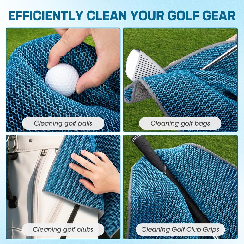 MOSTY Magnetic-Golf-Towel 2 Pack - Dual-Layer Waffle & Microfiber Golf Club Cleaning Towels with Strong Magnet for Golf Bags, Carts & Clubs - Premium Golf Accessories for Men & Women