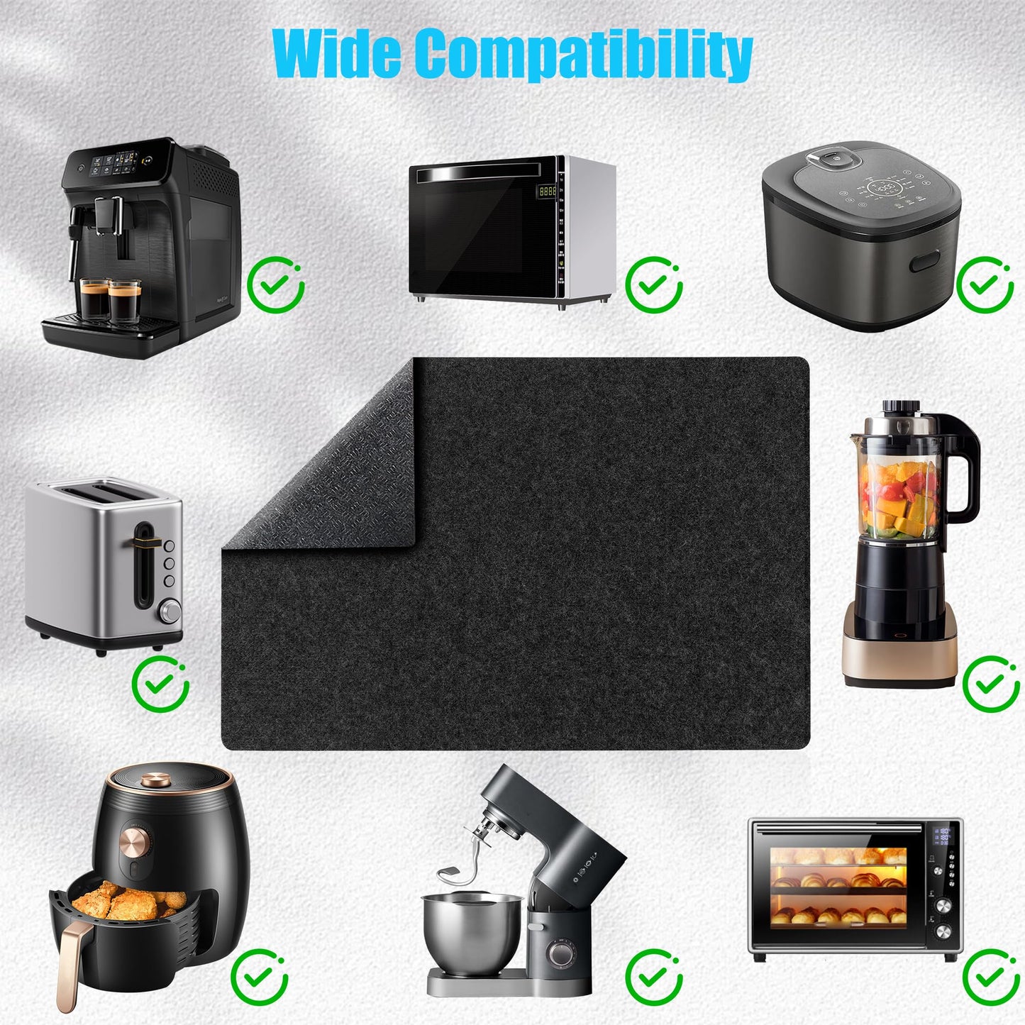 2 Pcs Heat Resistant Mat for Air Fryer, 12" x 17" Thickened Kitchen Countertop Protector Mat Cut to Fit, Non Slip Heat Proof Pad with Sliding Function for Blender, Coffee Maker, Toaster, Microwave