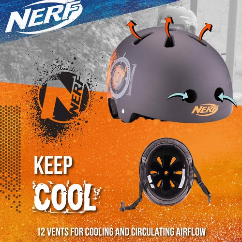 Flybar NERF Skateboard Helmet-Multi-Sport Impact Protection for Youth, Child, Adults - Bike, Inline & Roller Skating,Skateboarding, BMX, Scooter-Protective Gear Kids, Teens, Men, Women(Large, Black)