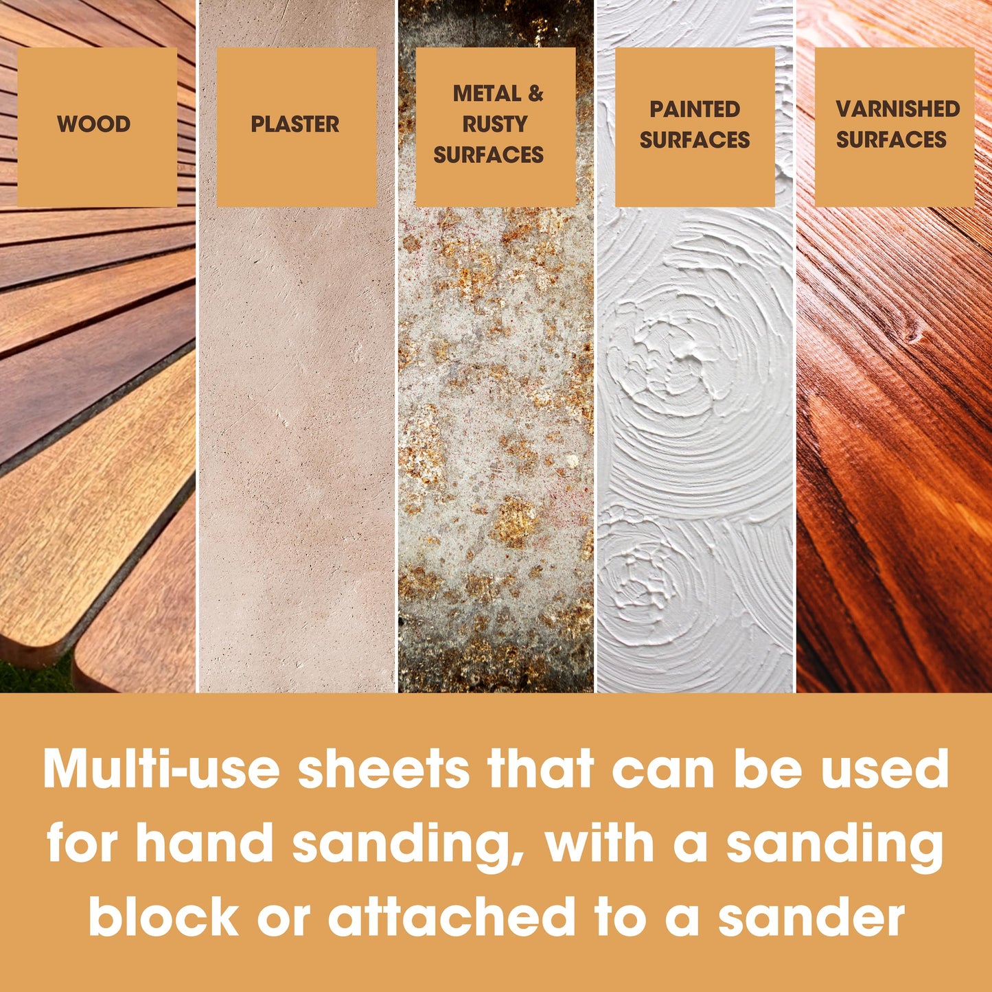 Furniture Clinic Pack of 10 Sandpaper Sheets for Wood, Walls, Metal and Furniture - for Hand, Sanding Block or Sander Use - 2 x Coarse, 4 x Medium, 4 x Fine Grades (P40, P80, P120, P240)