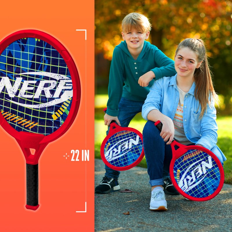 NERF Foam Tennis Set for Kids - 2 Player Kids Tennis Set - Jumbo Rackets and Foam Ball - Indoor Toy - (2) Rackets and Balls Included