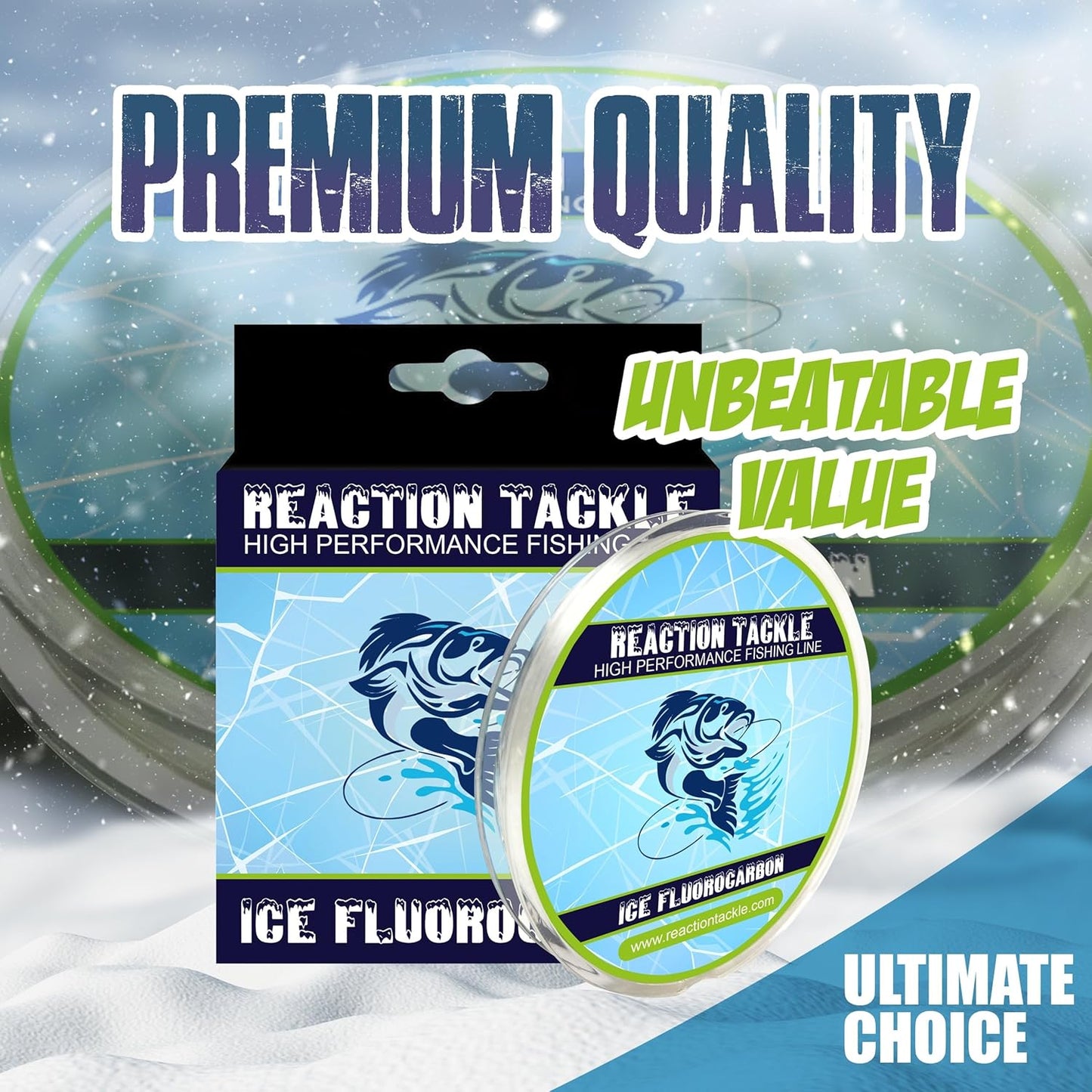 Reaction Tackle Fluorocarbon Fishing Line - High Strength, Abrasion-Resistant, Fast-Sinking, 200 Yards