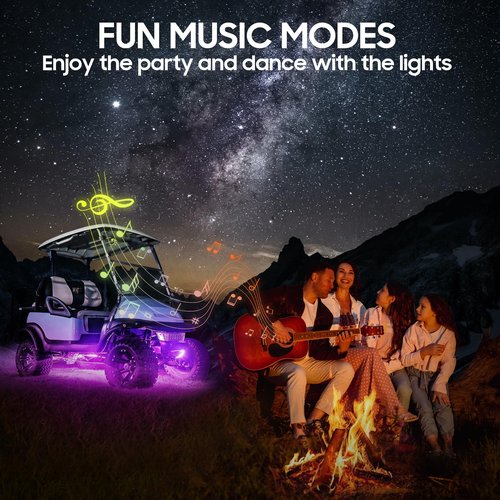 10L0L 4PCS Golf Cart Underbody Light Kit, Underglow LED Light Strip for Yamaha EZGO Club Car, 24 Modes Multicolor RGB Music Sync IP67 Waterproof