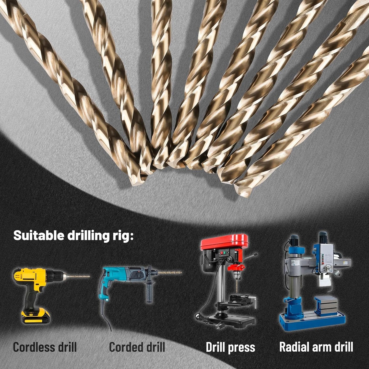 29-Piece High Speed Steel Drill Bit Set with Metal Indexed Case - 135° Tip for Wood, Plastic & Stainless Steel
