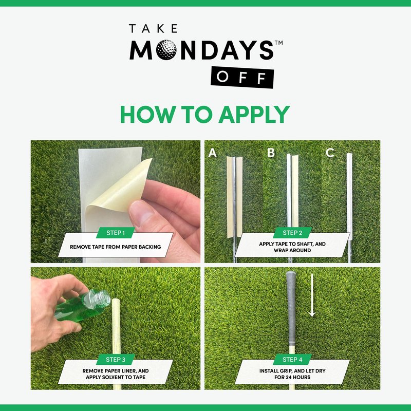 Take Mondays Off Golf Club Regripping Kit - Professional Golf Grip Solvent (4 oz) and 15 Grip Tape Strips 2" x 10"