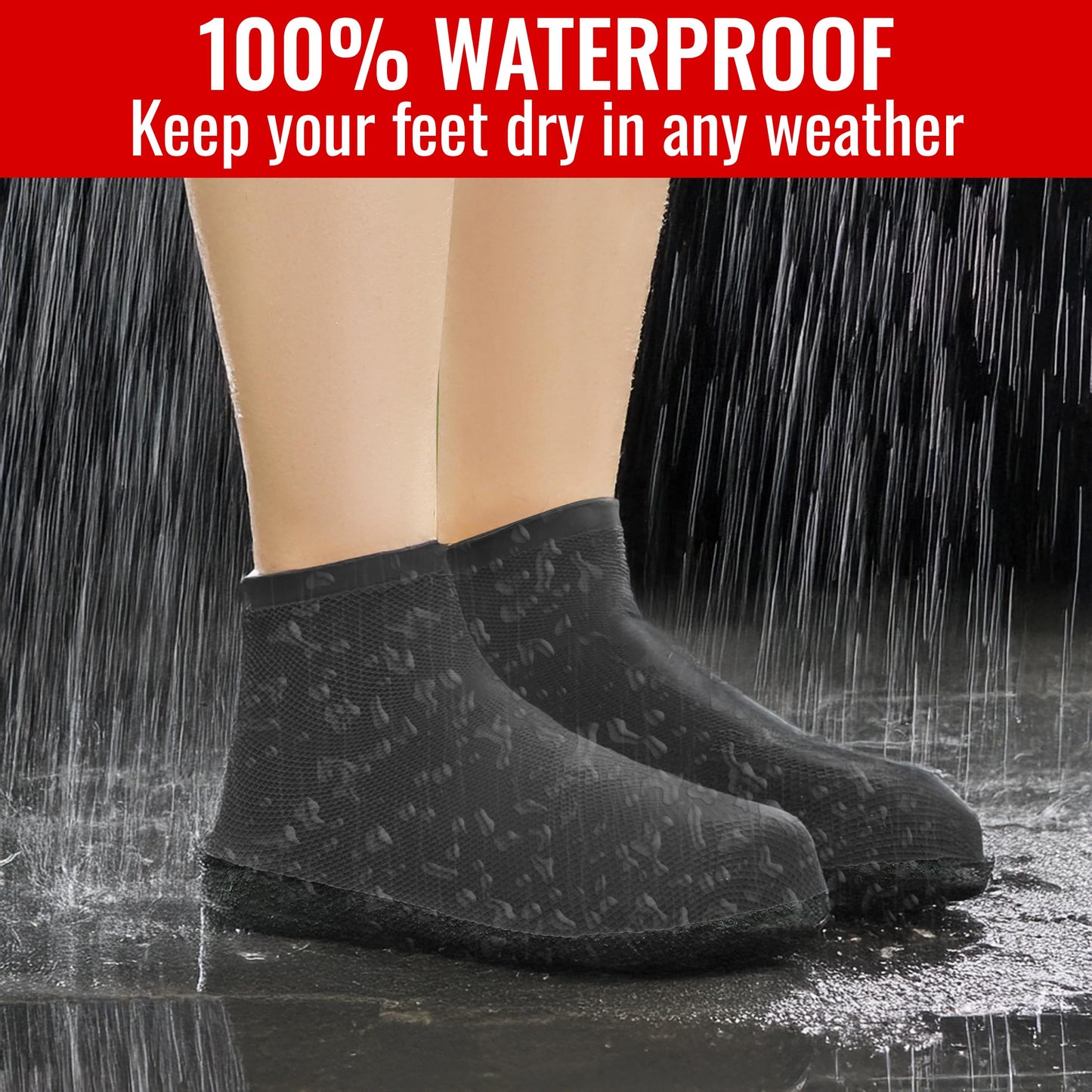 Galashield Rain Shoe Covers | Waterproof Shoe Covers for Men Women | Reusable Galoshes Overshoes (Black, XX-Large)