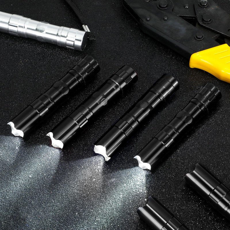 Tujoe 36 Pcs Mini Flashlights Bulk Bright Aluminum LED Handheld Torches with Lanyard Small LED Flashlights for Night Reading Emergency Hurricane Camping Hiking Halloween Party Favors(Black)