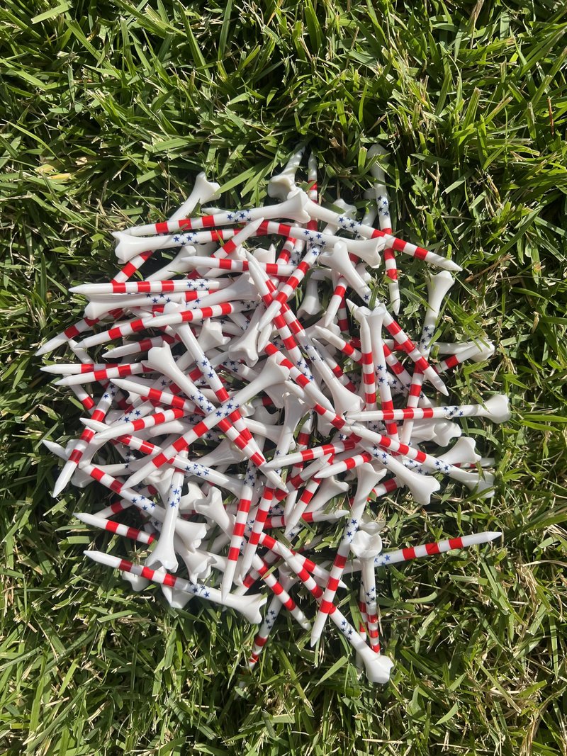 BM Outdoors 3-1/4 Inch Plastic Golf Tees, American Flag, Stars and Stripes, 100 Count Plastic