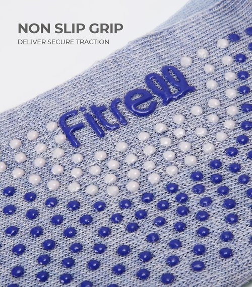 FITRELL Pilates Socks - Non-Slip Ankle Yoga Grip Socks for Women | 5 Pairs for Gym & Barre