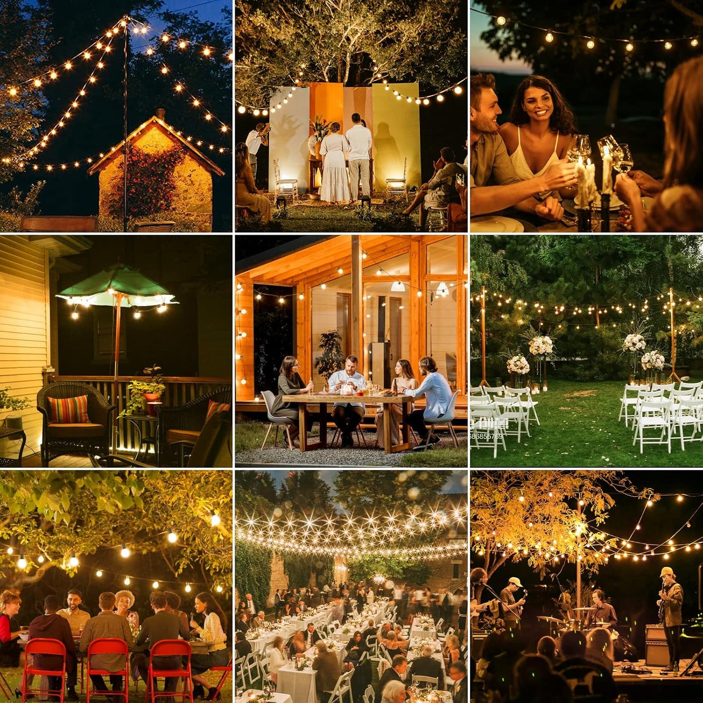 100FT Solar Powered String Lights with Remote - Waterproof G40 Patio Lights, 30 Shatterproof Bulbs, 3 Modes for Camping & Backyard