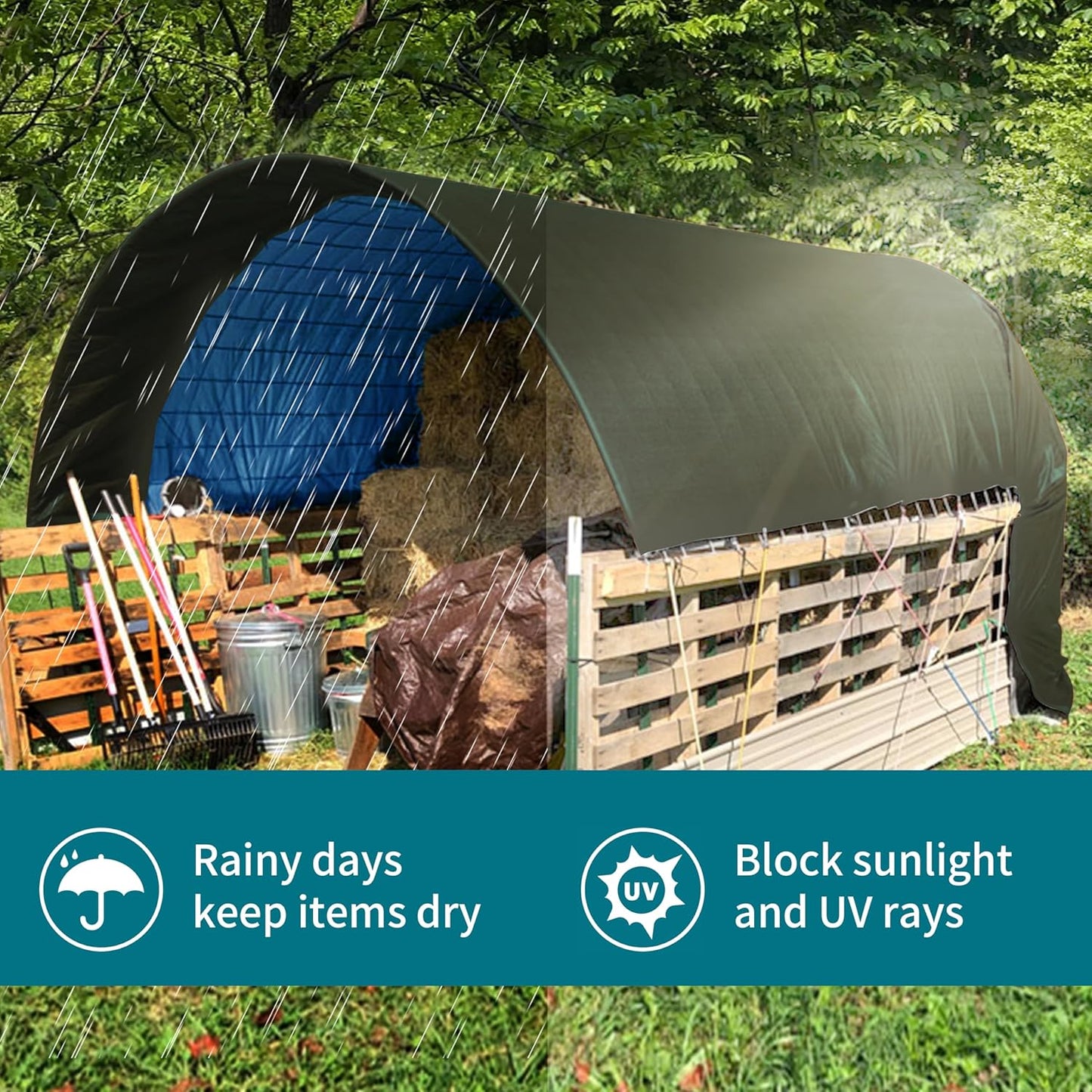 20x30 Feet Waterproof Green Tarp - Heavy-Duty Multipurpose Cover for Outdoor Use