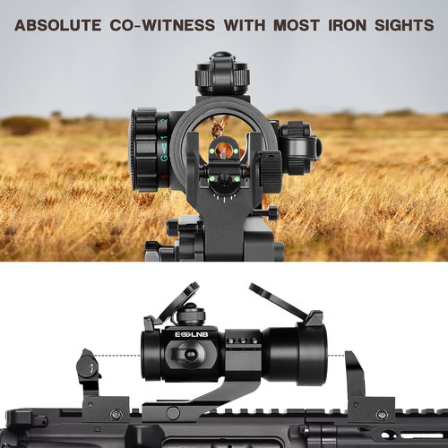 ESSLNB Red Dot Sight Red/Green Dot Reflex Sight Scope with 20mm/22mm Picatinny Riser Rail Mount 5 Adjustable Brightness and Flip-Up Covers
