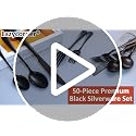 Mirror Polished Black 50-Piece Stainless Steel Flatware Set for 10 - Titanium Plated