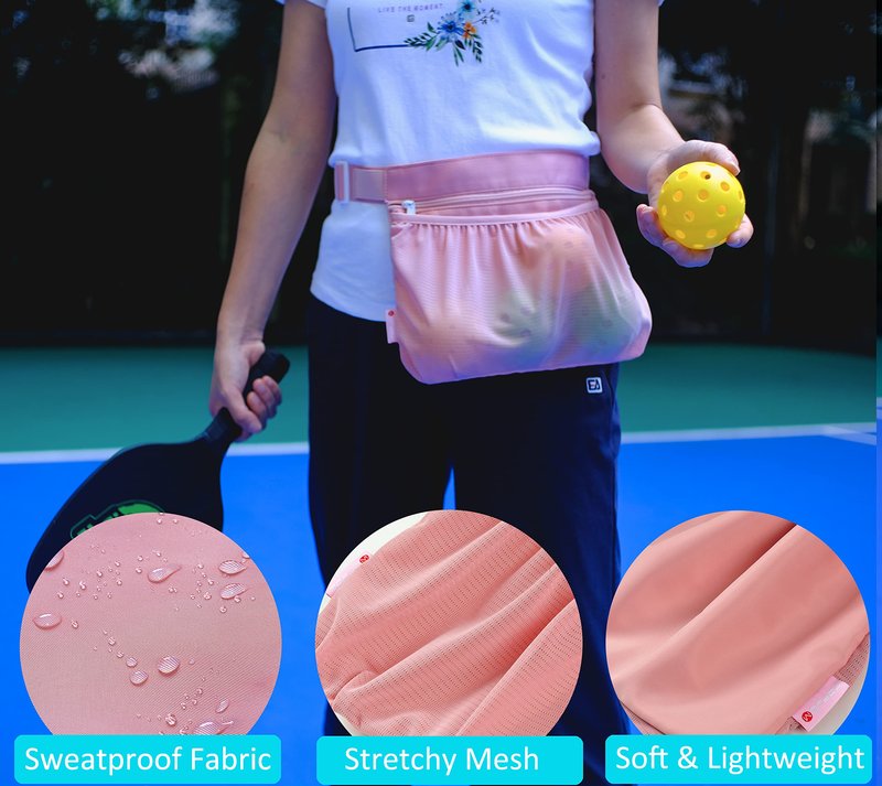 TOPJUM Tennis Ball Holder, Pickleball Ball Wasit Pouch for Women & Men, Holding 8 Tennis or Pickleball Balls, Tennis & Pickleball Accessory… (Pink)