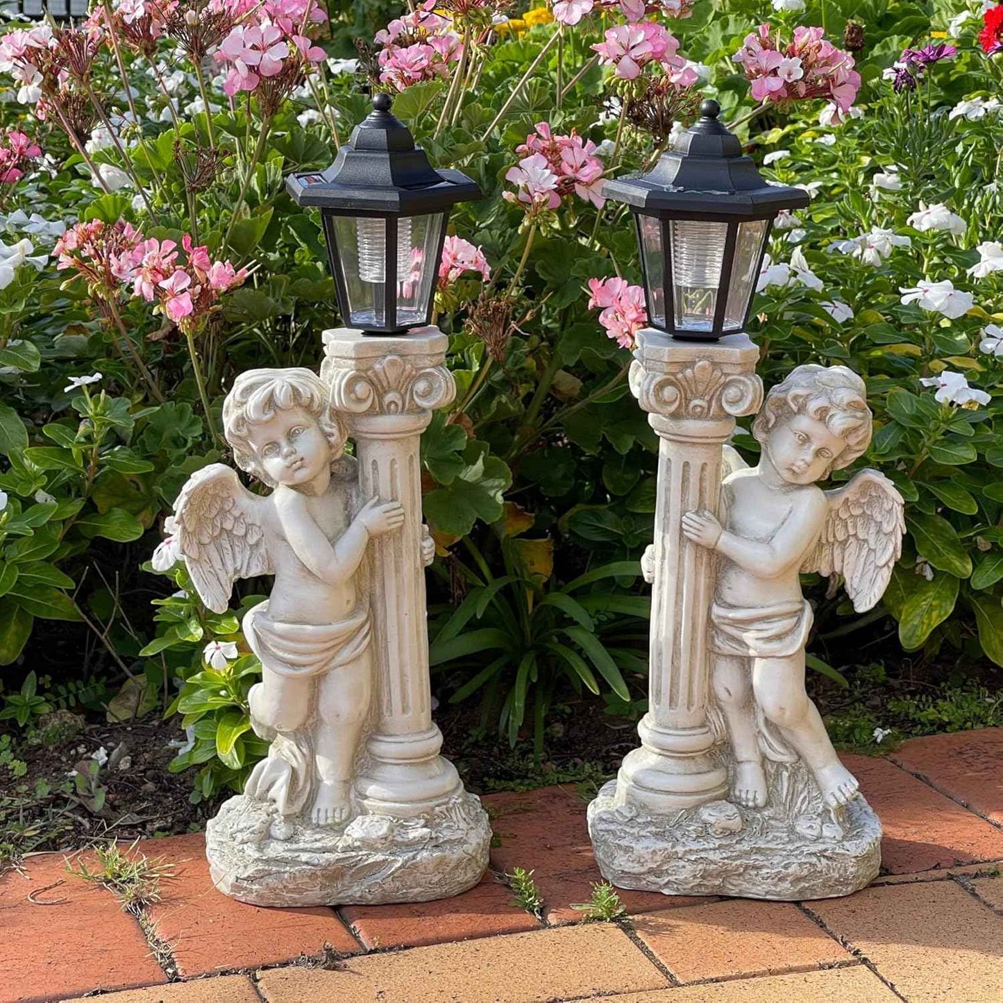 19.7-Inch Solar Angel Statue with Roma Pillar - Outdoor Garden Decor & Christian Gift
