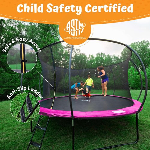 Jumpzylla Trampoline - Outdoor Recreational Trampoline with Enclosure & Ladder | ASTM Approved, Anti-Rust Frame, 8FT-16FT Sizes